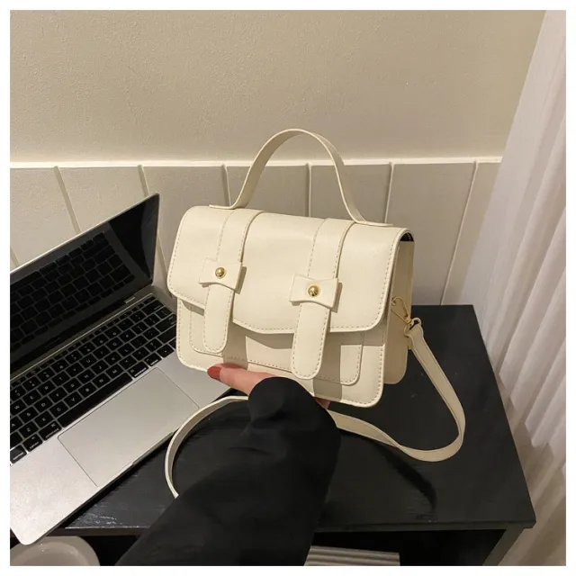 Retro Fashion Casual Crossbody Bag Simple Texture White - Shop at LoveMi