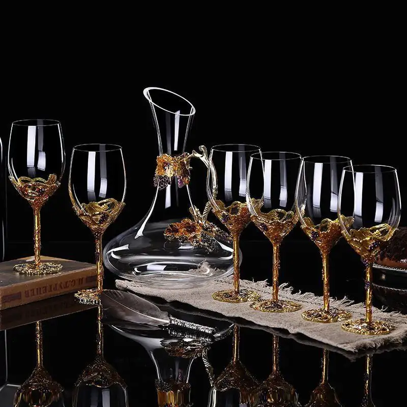 Home Fashion Enamel Crystal Red Wine Glass