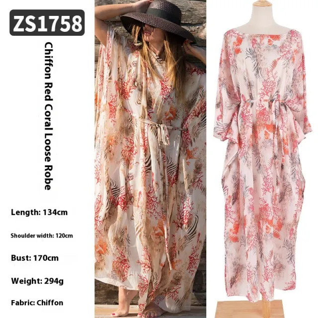 Beach Robe Bikini Swimsuit Blouse Long Dress Zs1758 Style Free Size - Shop at LoveMi