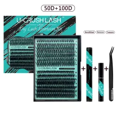 Segmented Self-grafting Single Cluster False Eyelashes Suit - 50D And 100D - View 1