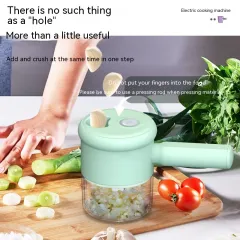 Multifunctional Electric Vegetable Cutting Mashed Garlic Kitchen Storm Slicer Household Hand-held Cooking Hammer Suit - Handheld Green - View 1