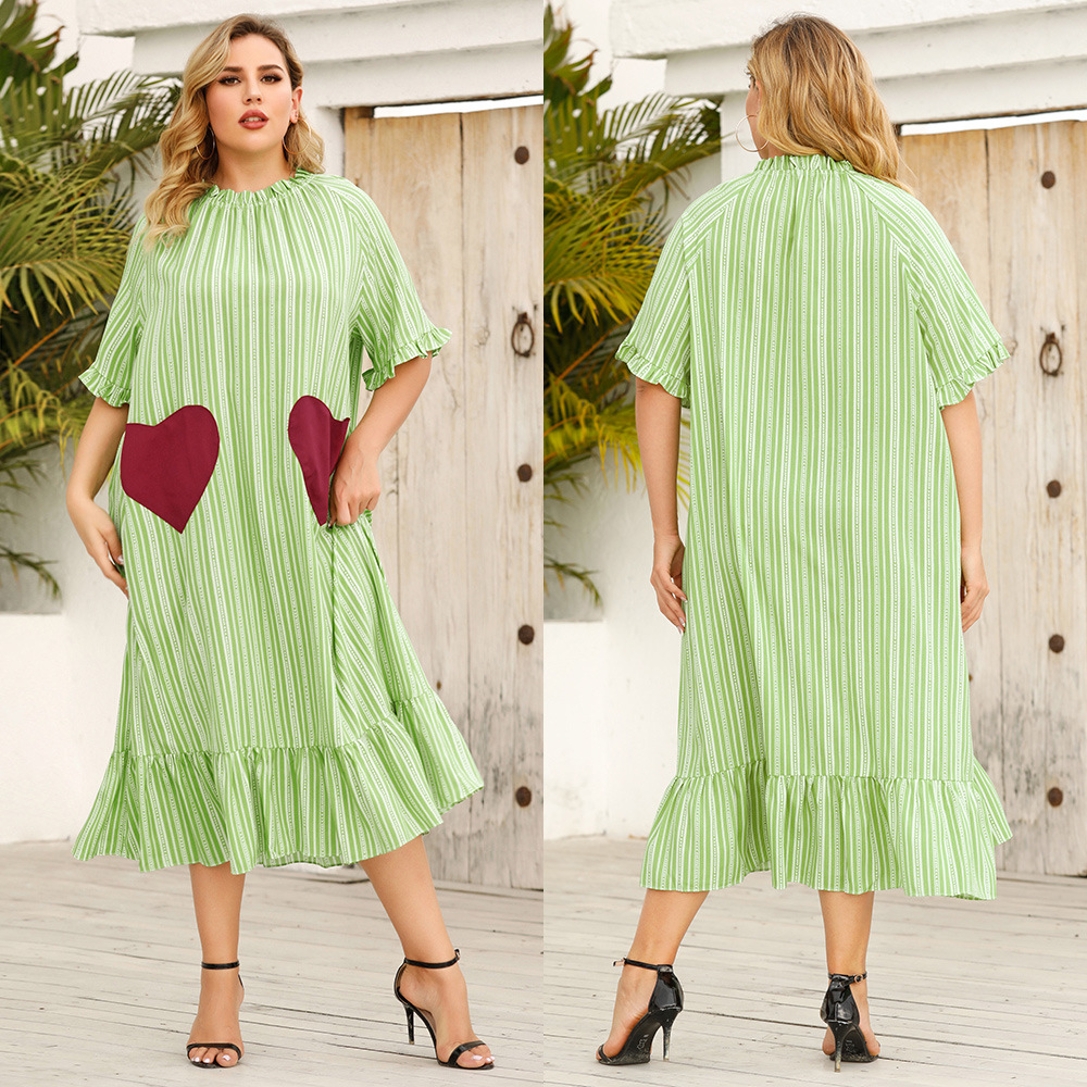 Loose Casual And Sweet Striped Printed Dress