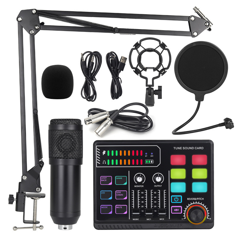 48v Large Shock Film English Sound Card Mobile Live Streaming Anchor Full Set Of Equipment - Image 8