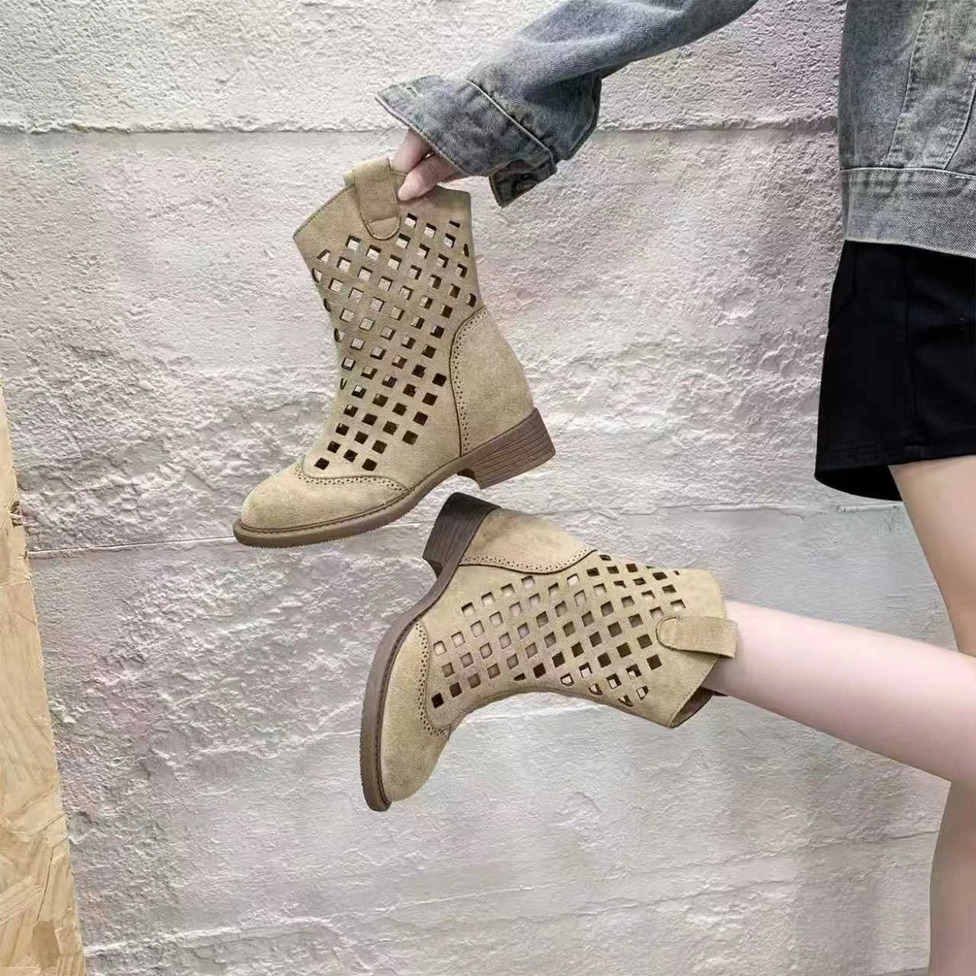 7cm Hollowed-Out Mesh Sandals Mid-Calf Short Boots 17 b89df041 d445 4ae6 a11f 3b66f3b152ee