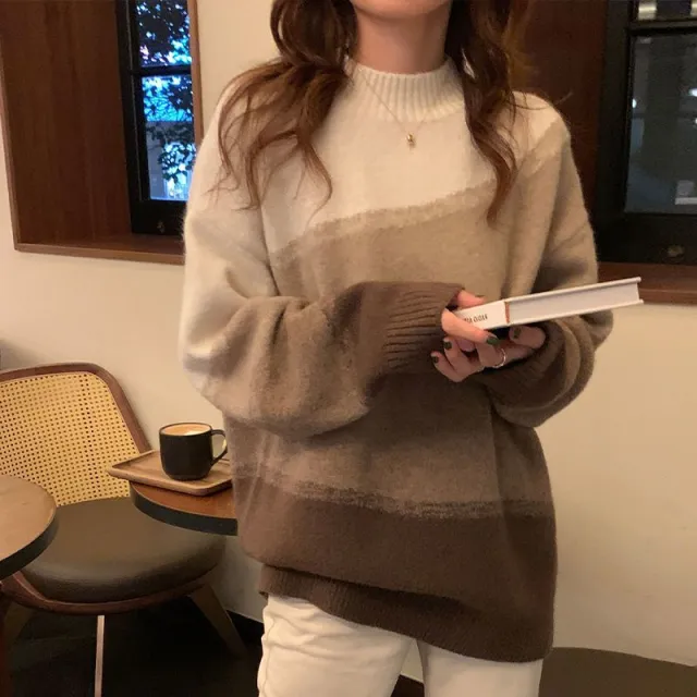 Autumn And Winter New Niche Design Casual Sweater Brown - Shop at LoveMi