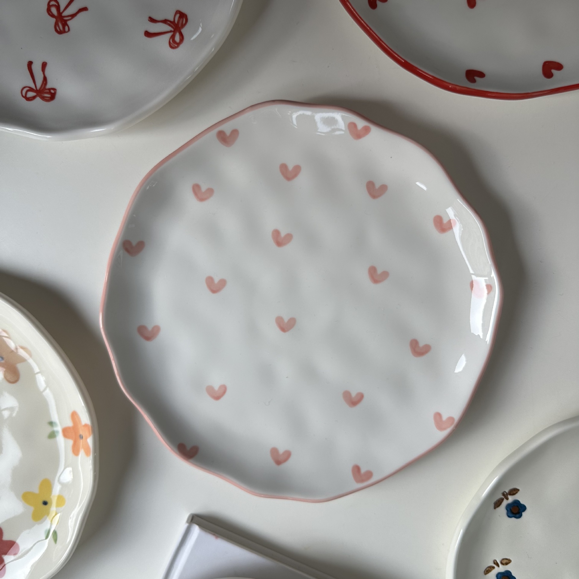 Small Floral Irregular Hand-pinched Ceramic Plate