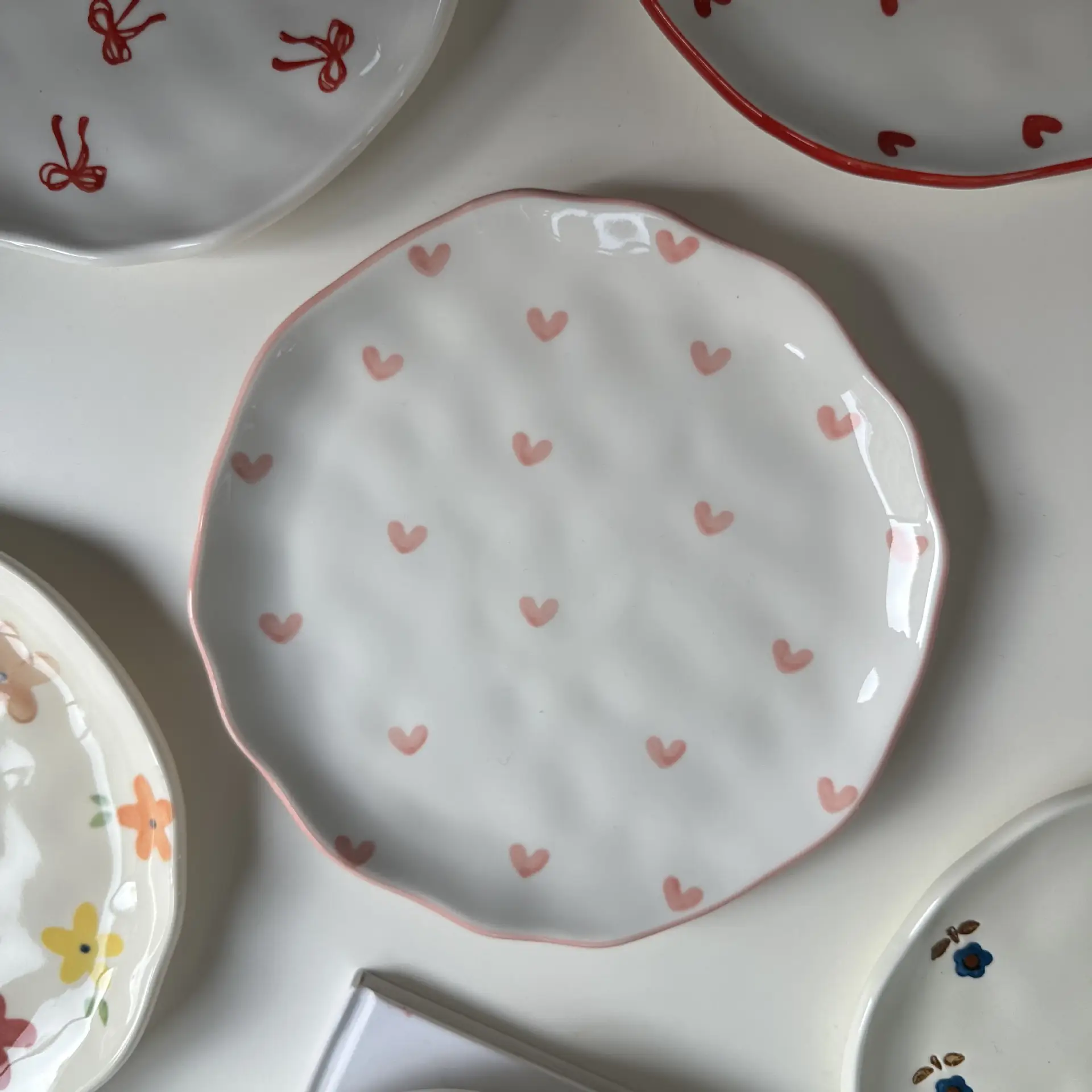 Small Floral Irregular Hand-pinched Ceramic Plate