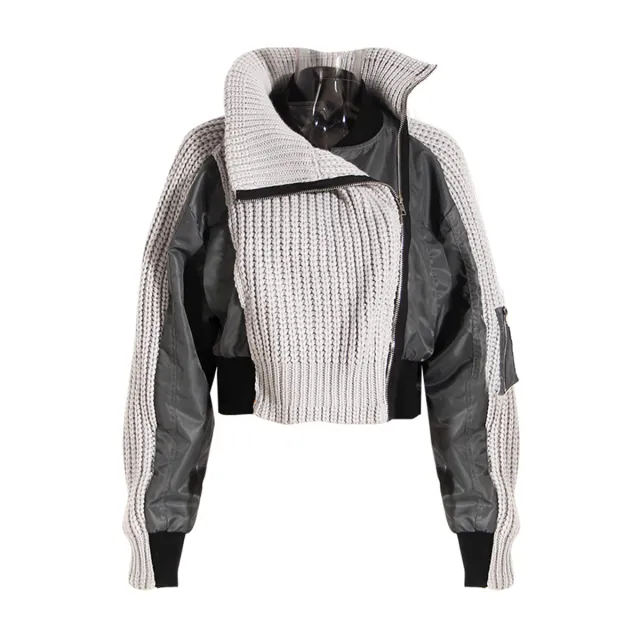 Stitching Jacket Coat For Women Gray - Shop at LoveMi