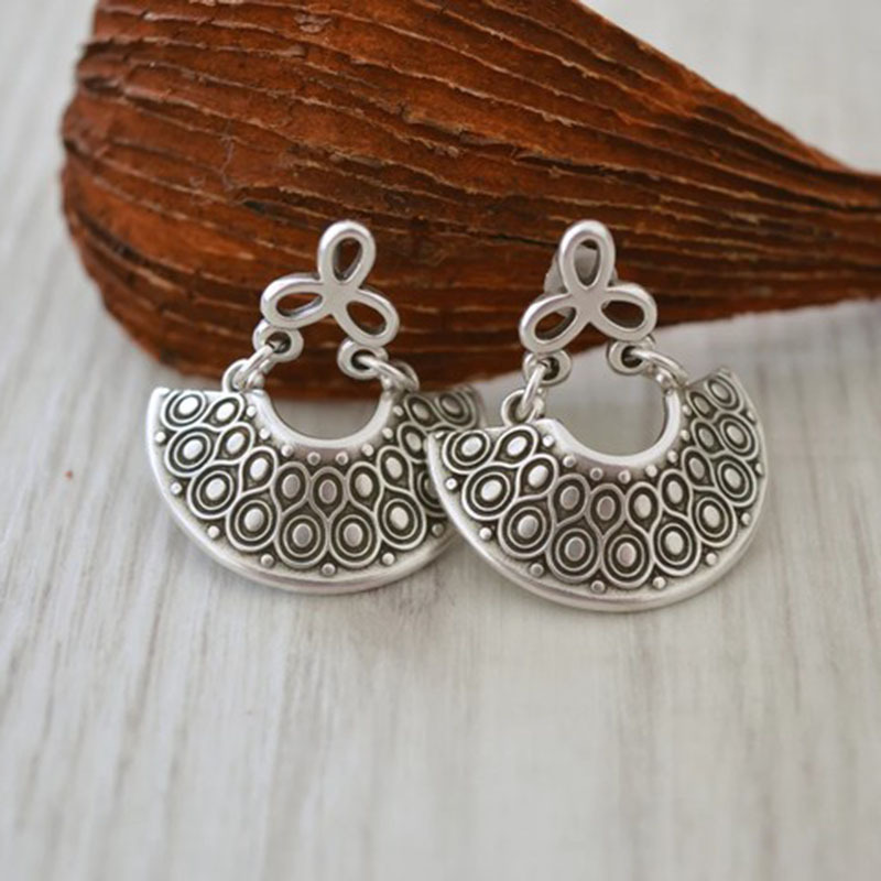 Creative Geometric Carved Fan-shaped Hollow Stud Earrings