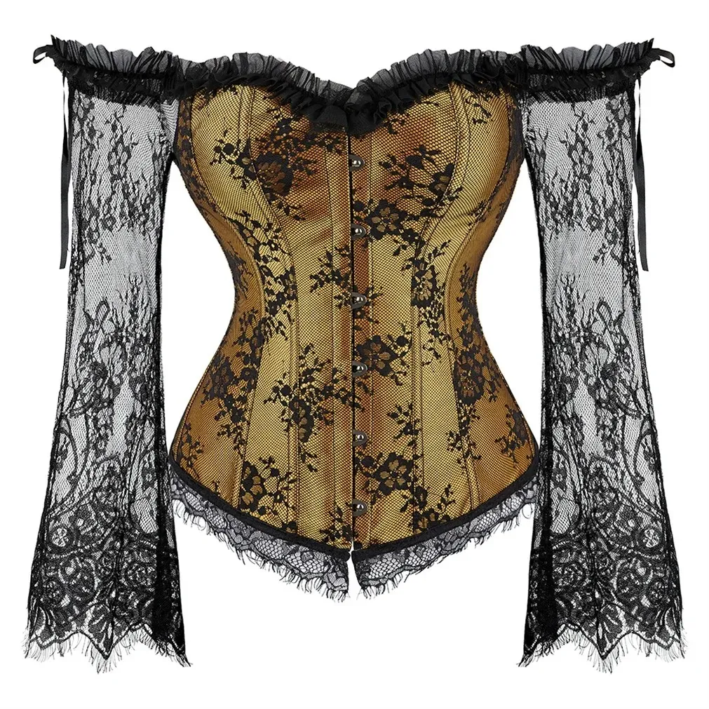 Luxury Women's Lace Long Sleeve Top - Gold