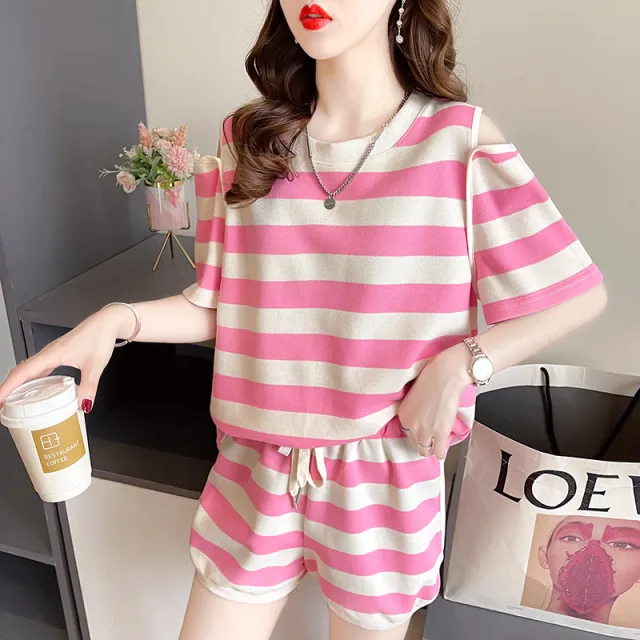 Korean style Loose fitting Casual Two piece Set For Students Pink - Shop at LoveMi