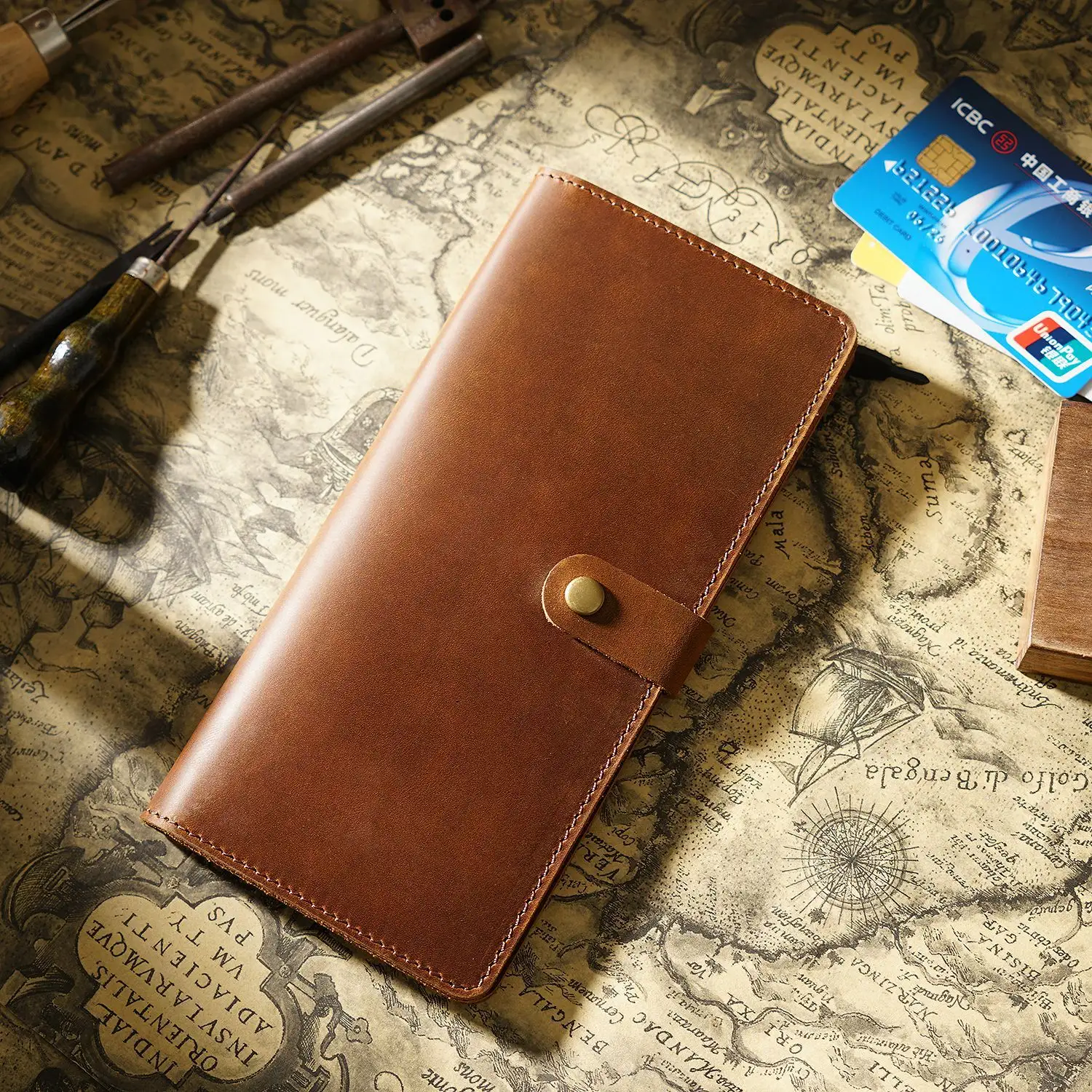Crazy Horse Leather Women's Purse Men's Multi-functional