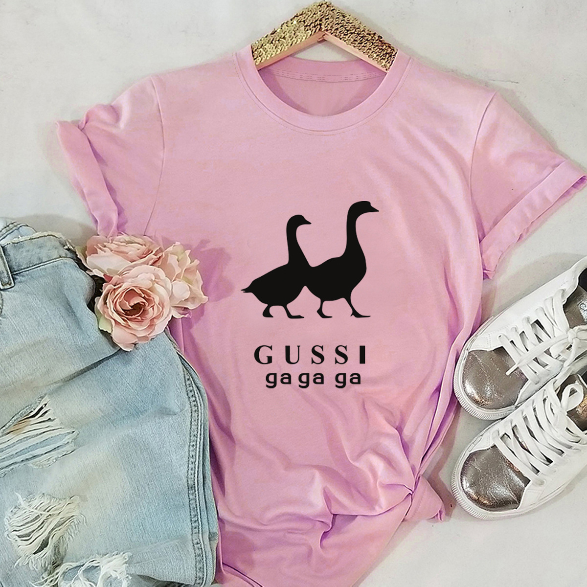 Slim Fit Casual Large Size Short Sleeve Women's T-shirt