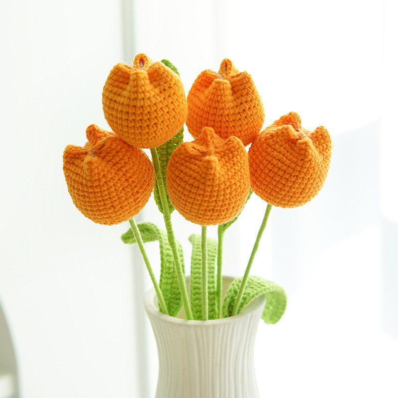 Hand-knitted Finished Yarn Bouquet Of Knitted Artificial Flowers 46