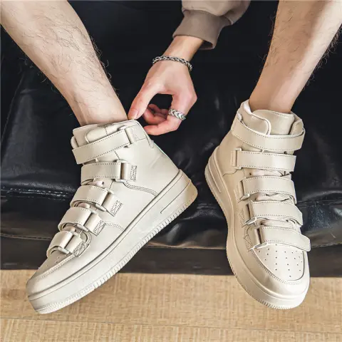 Spring Men's High-top Board Shoes Trendy Youth Student White