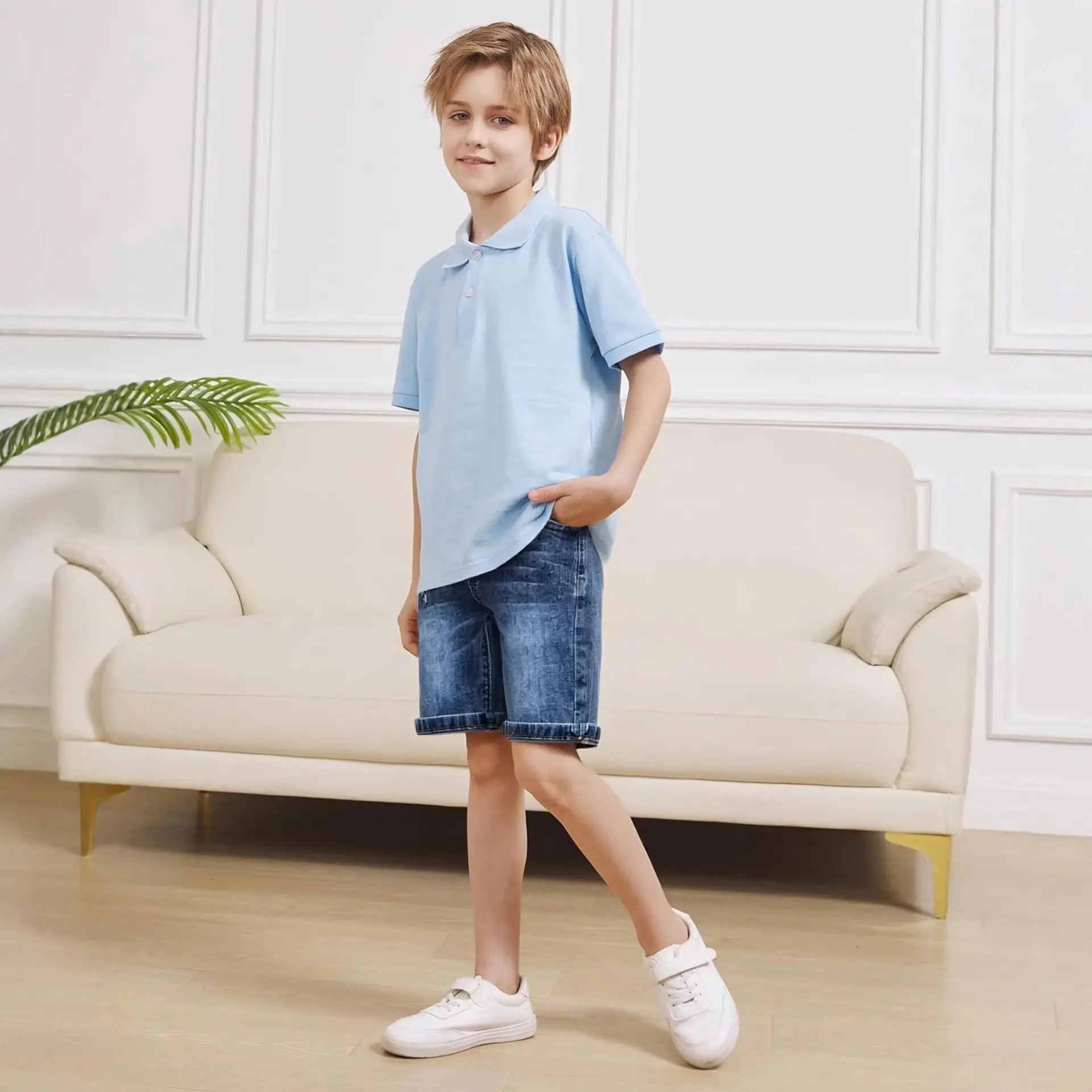 Summer Clothing Pants Shorts Boys Ribbed-waist Denim
