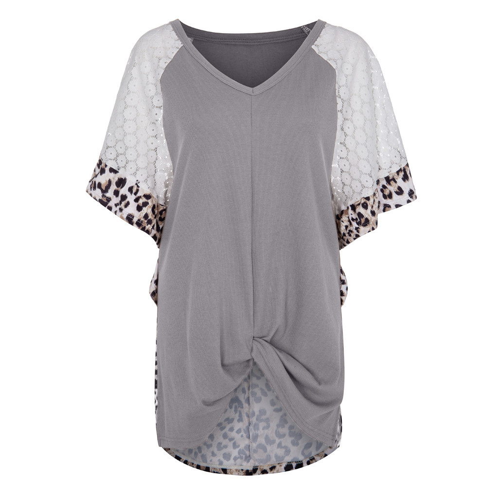 Title 10, Luipaardprint raglan mouwen lace t-shirt