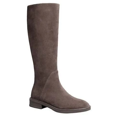 Women's Solid Colour Fashion Frosted Long Martin Suede Boots - Brown