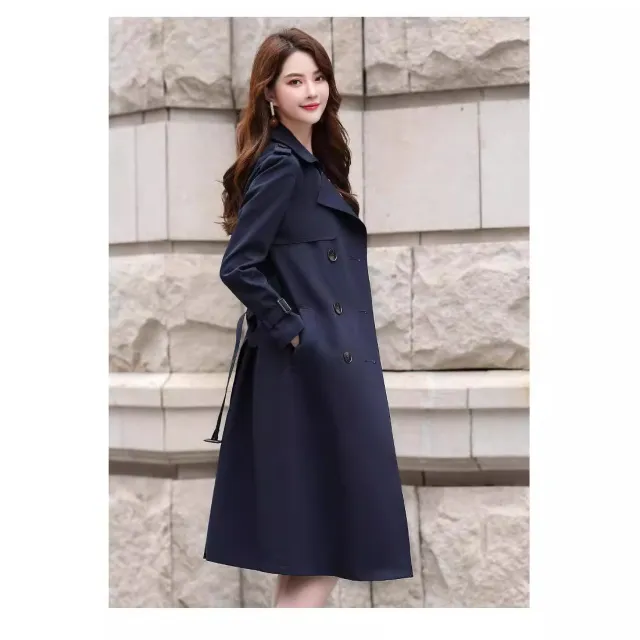 Silky Draping Effect Women's Clothing Overknee Coat Blue - Shop at LoveMi