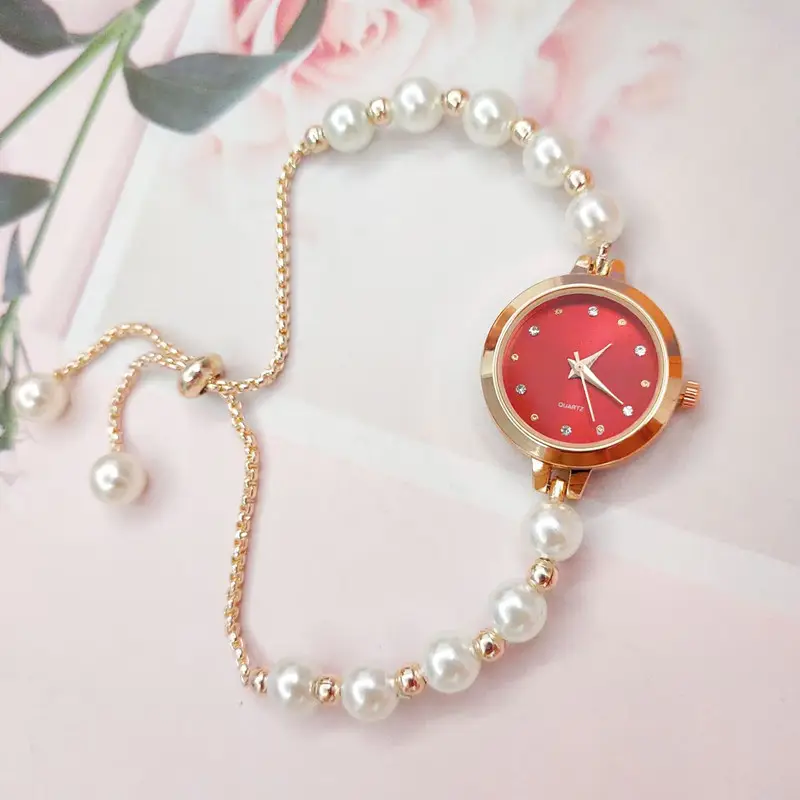 New Pearl Bracelet Watch Womens Quartz