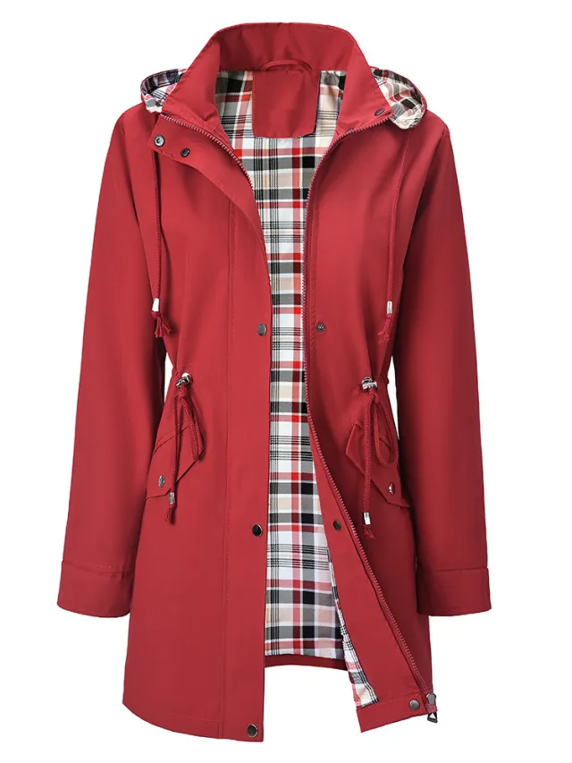 Women's Windbreaker Waterproof Elegant Style Red - Shop at LoveMi