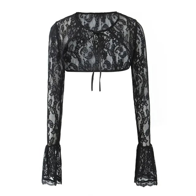 Lace Suspender Skirt Lace Strap Lace Cardigan Three piece Set Cardigan - Shop at LoveMi