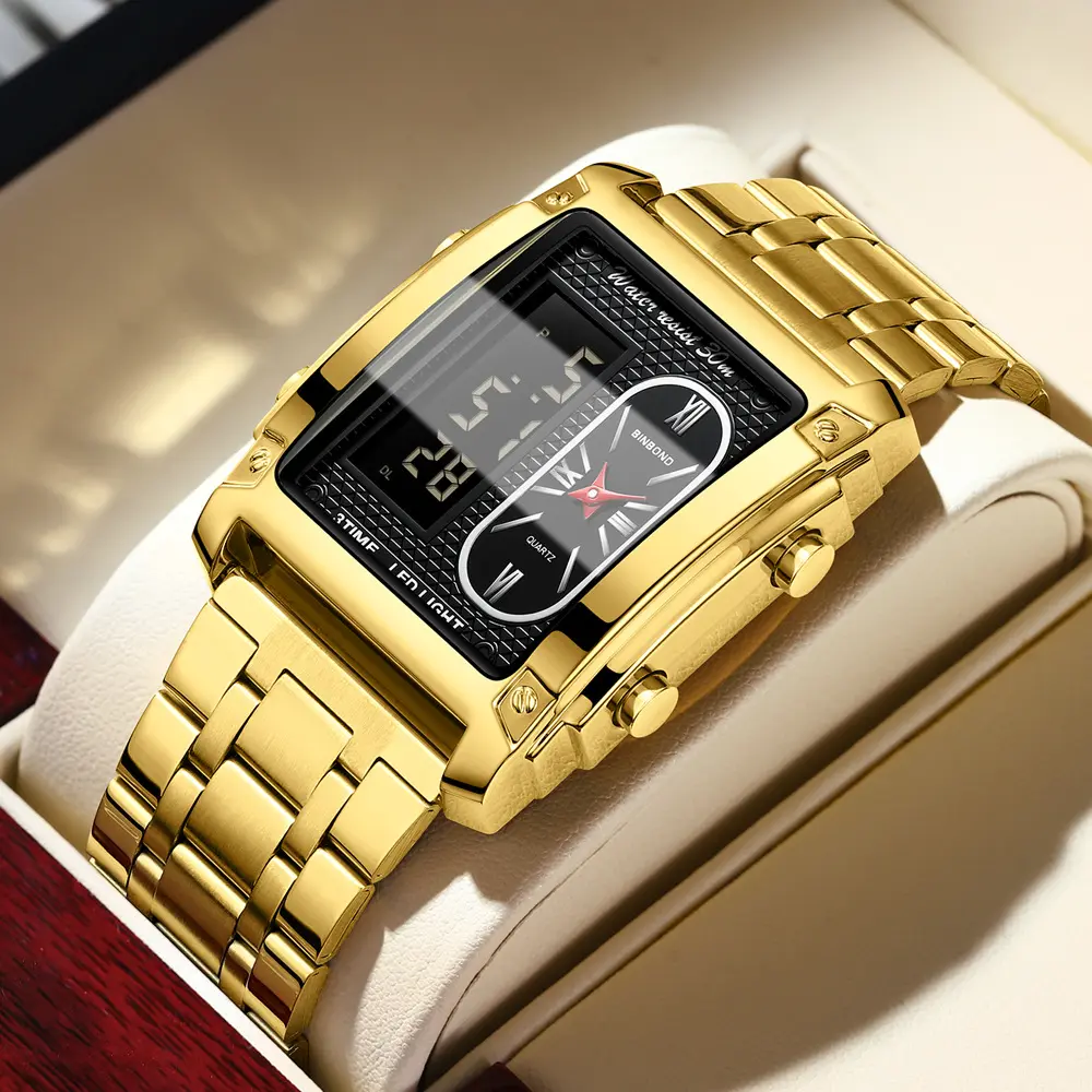 Men's Creative Steel Belt Electronic Watch Double