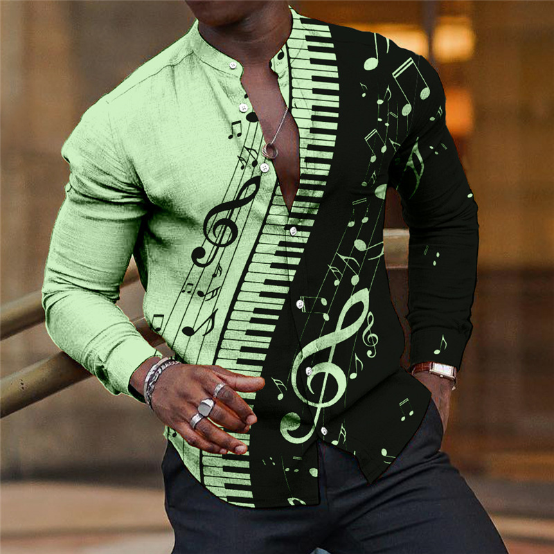 Mens Breathable Long-sleeve Printed Shirt ZJCS LTFV S