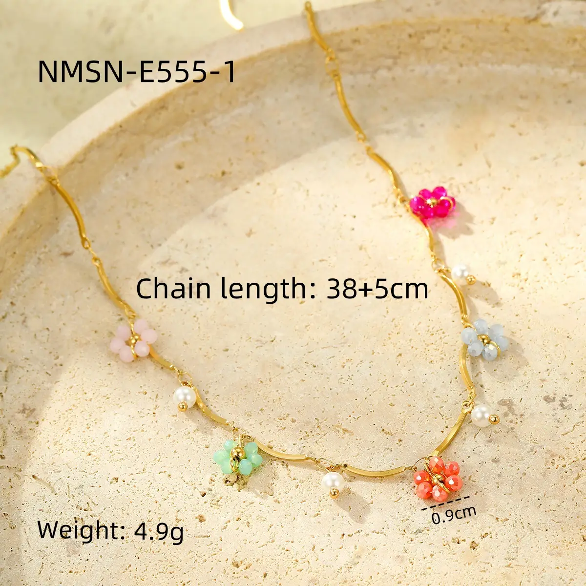 Stainless Steel Color Crystal Zircon Flower Necklace