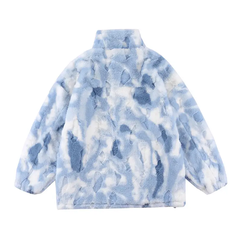 Tie-dyed Polar Fleece Stand Collar Coat Autumn And Winter