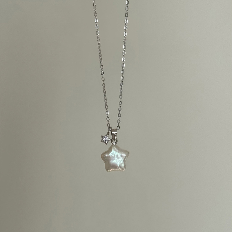 Starry Pearl Necklace For Women Solitaire Lucky Star Niche Design