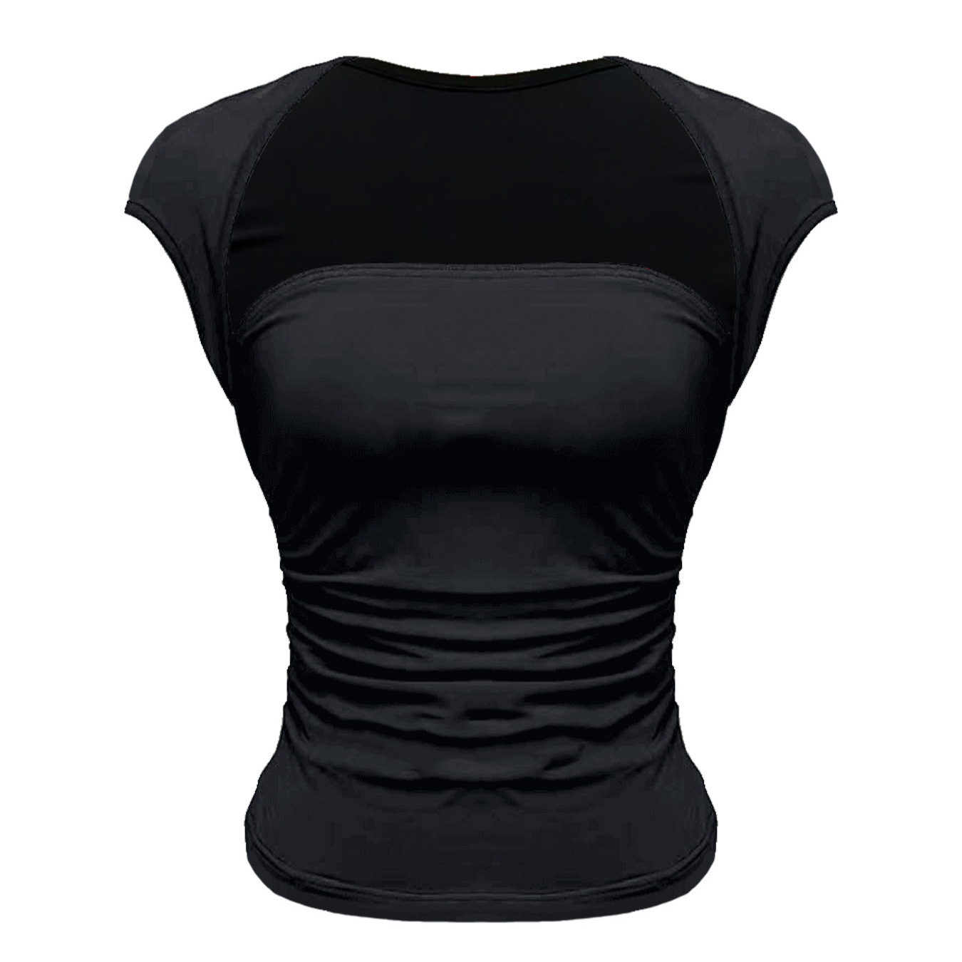 Versatile Solid-Color Low-Neck Sleeveless Fitted Waist T-Shirt