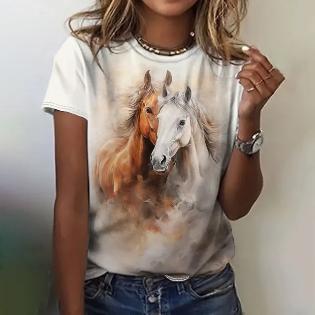 Printed Animal Casual Short sleeved Top Female C01W23Ssdm43Sl00099 S - Shop at LoveMi