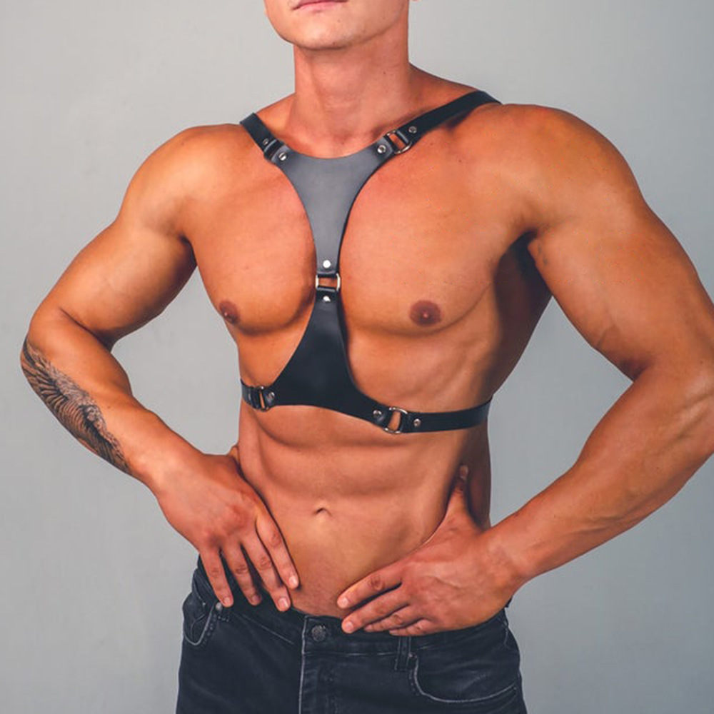 Men's Pu Funny SM Uniform Underwear Nightclub Style Leather Bondage And Discipline Clothing
