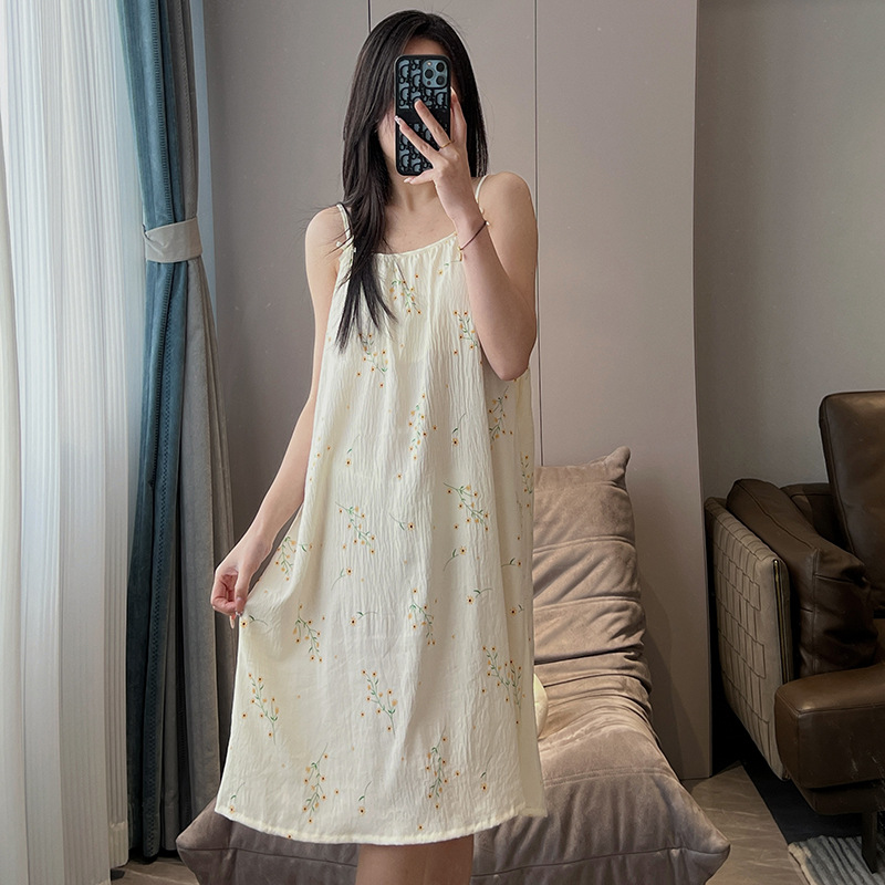 Women's Thin Plus Size Loose Slip Nightdress With Chest Pad