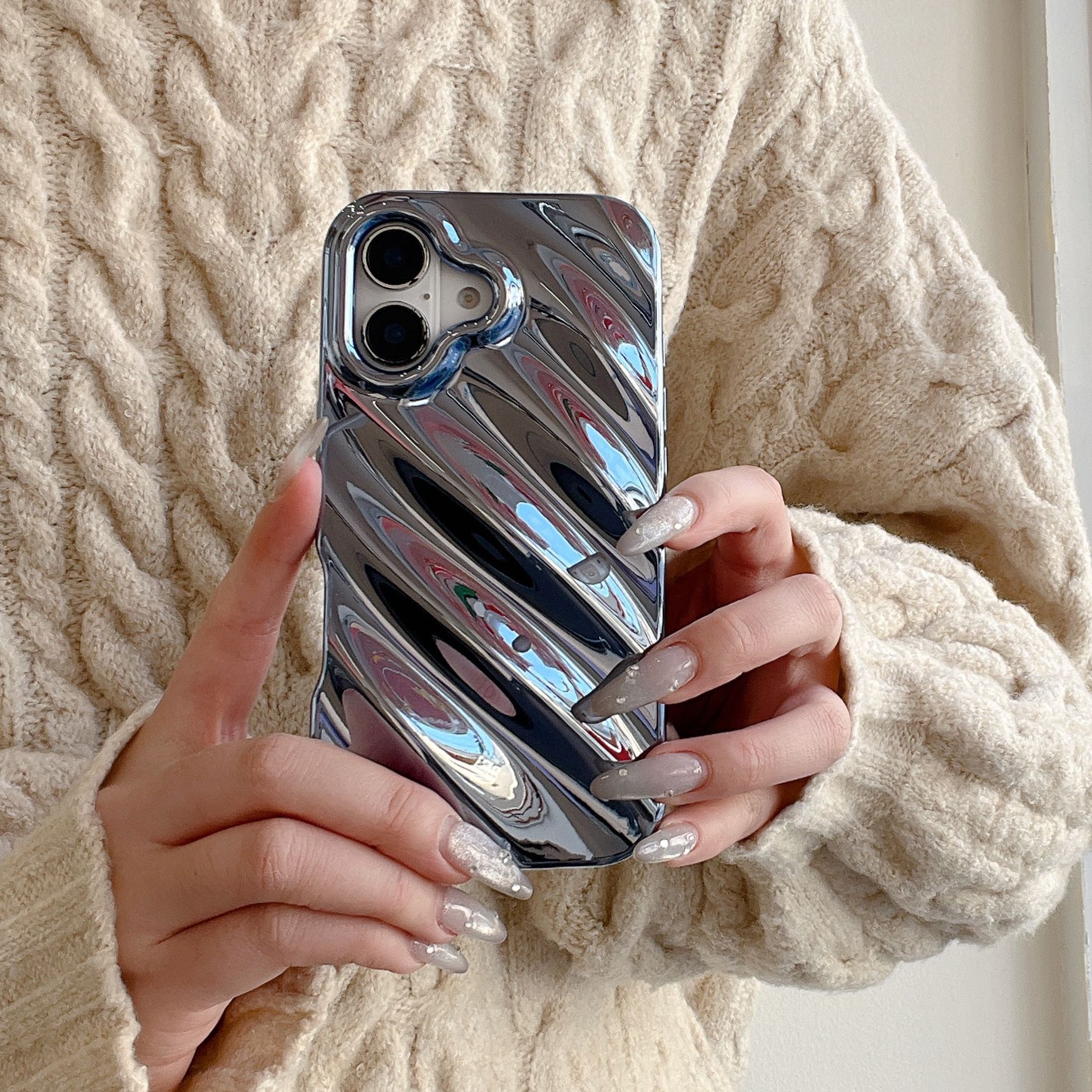Solid Color Three-dimensional Water Ripple Phone Case