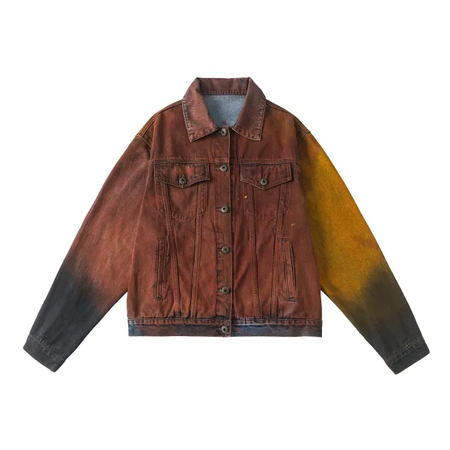 American Retro Loose Wash Denim Jacket Coat Brown - Shop at LoveMi