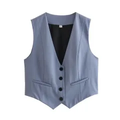 Women's Single-breasted Suit 7-colour Vest - Navy - View 1