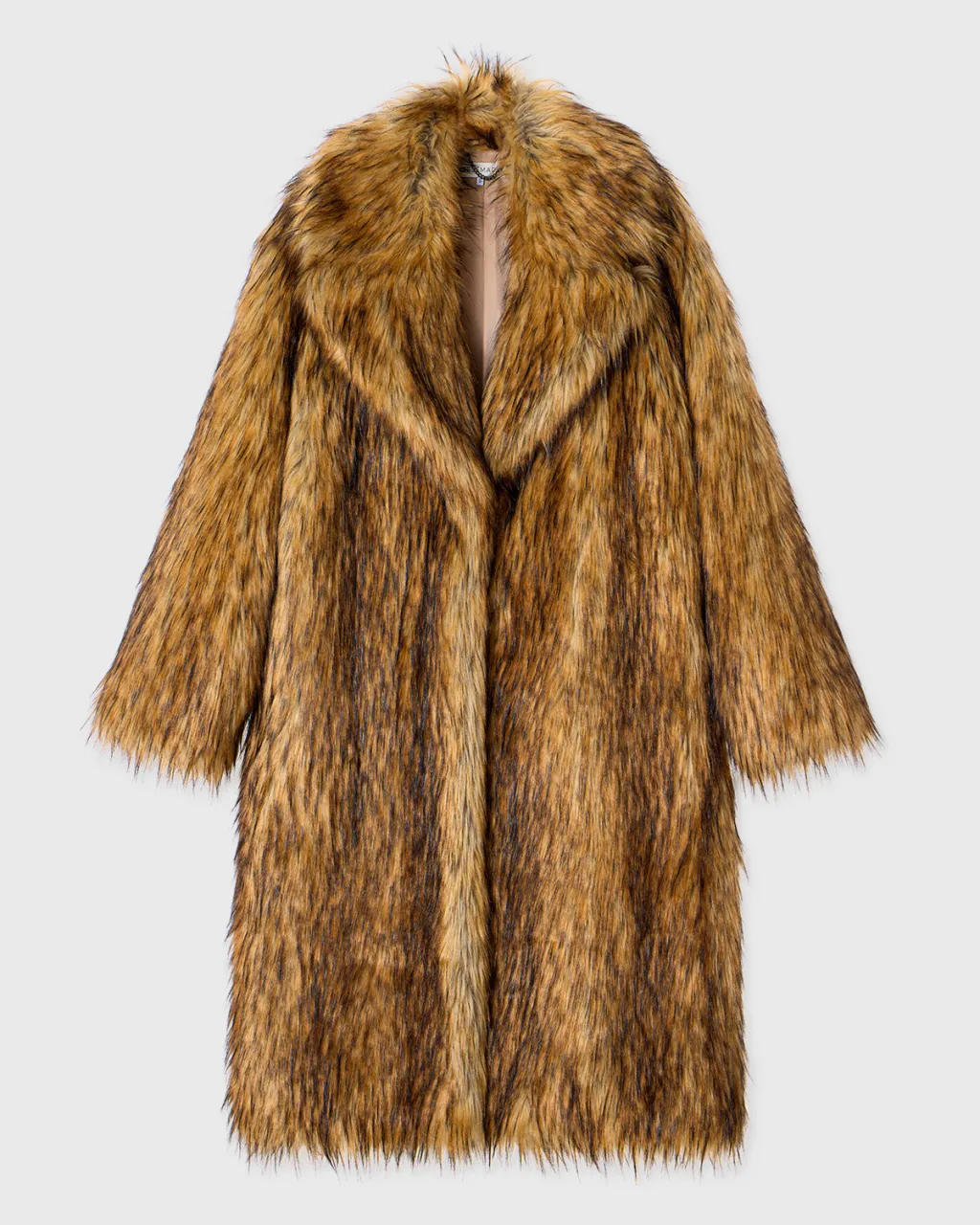 Autumn And Winter Imitation Fur Long Women's Warm Clothing Environmental Protection Wool Coat - Brown