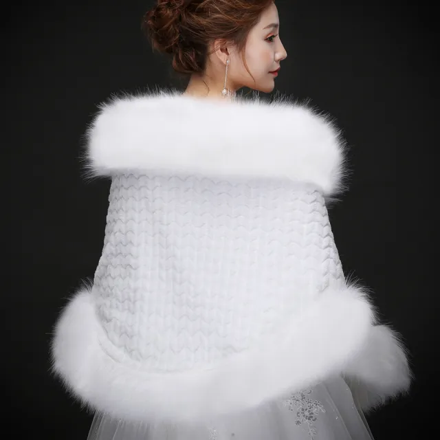 Autumn And Winter New Korean Style Rabbit Fox Fur Love Long Fur Edge Large Cape Bride Welcome Photo Studio Photography Fur Shawl White - Shop at LoveMi
