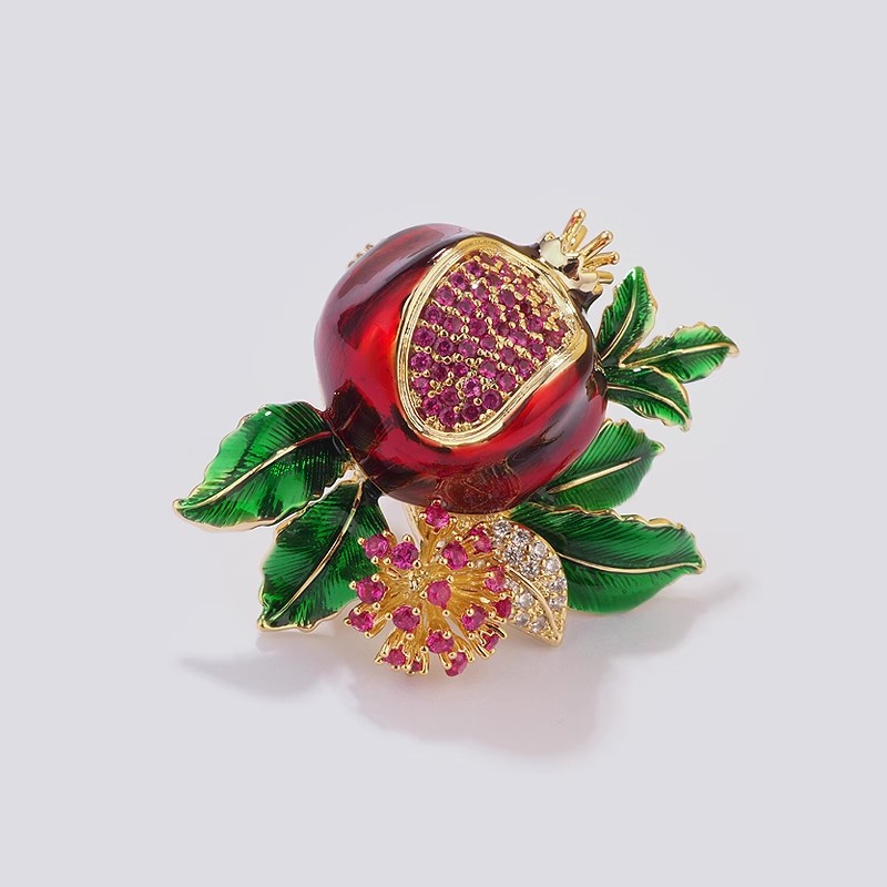 Alloy Pomegranate Flower Brooch, picture 2 of 4
