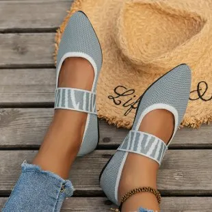 New Flying Woven Shallow Mouth Pointed Flat Shoes All matching Gray - Shop at LoveMi