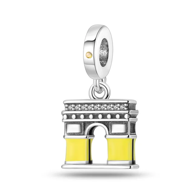 White Copper Silver Plated Luminous Building Series Beads Pendant Arc De Triomphe - Shop at LoveMi
