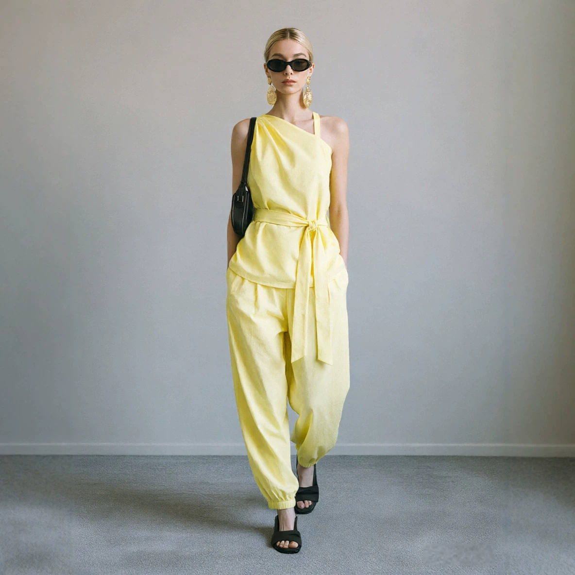 Womens Off-shoulder Sleeveless Top And Pants Two-piece Set