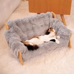 Wooden Cat Sofa Four-season Use Removable And Washable Cat Bed - Grey - View 1