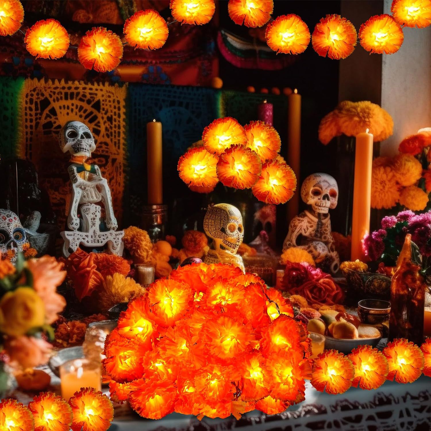 Title 9, Cadena de Luces LED Dahlia para Halloween y Fes...