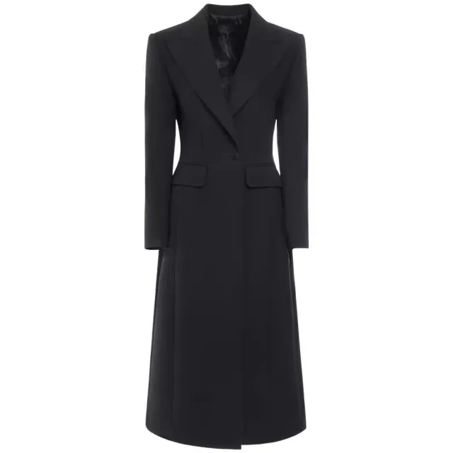 Slim Fit Skirt Hem Women's One Button Mid length Suit Coat Black - Shop at LoveMi