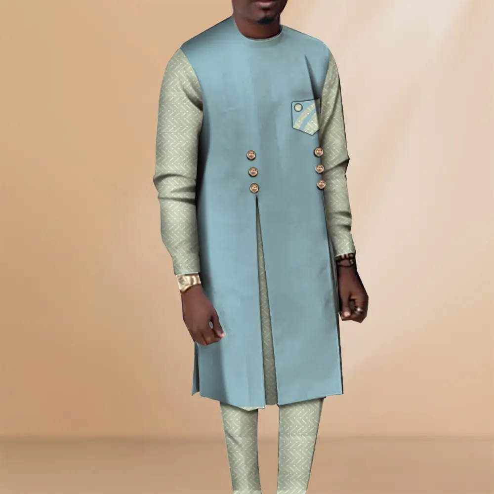 African Casual Men's Shirt And Pants Tribal Robe Clothing