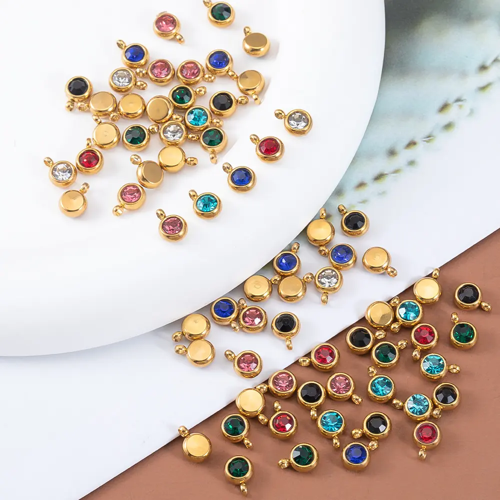 Stainless Steel Zircon Pendant Vertical