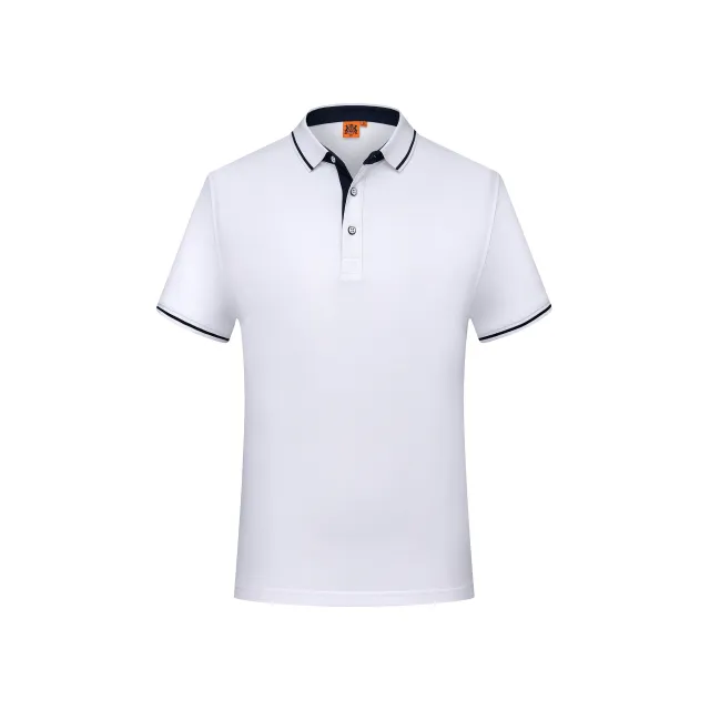 Lapel Embroidery Cotton Short sleeved T shirt White - Shop at LoveMi